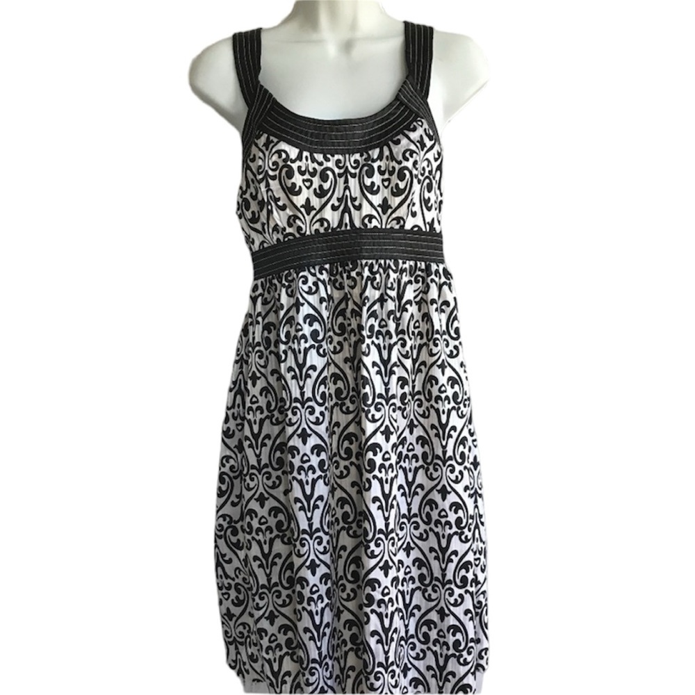 Rampage A-Line Black & White Paisley Dress – Size M